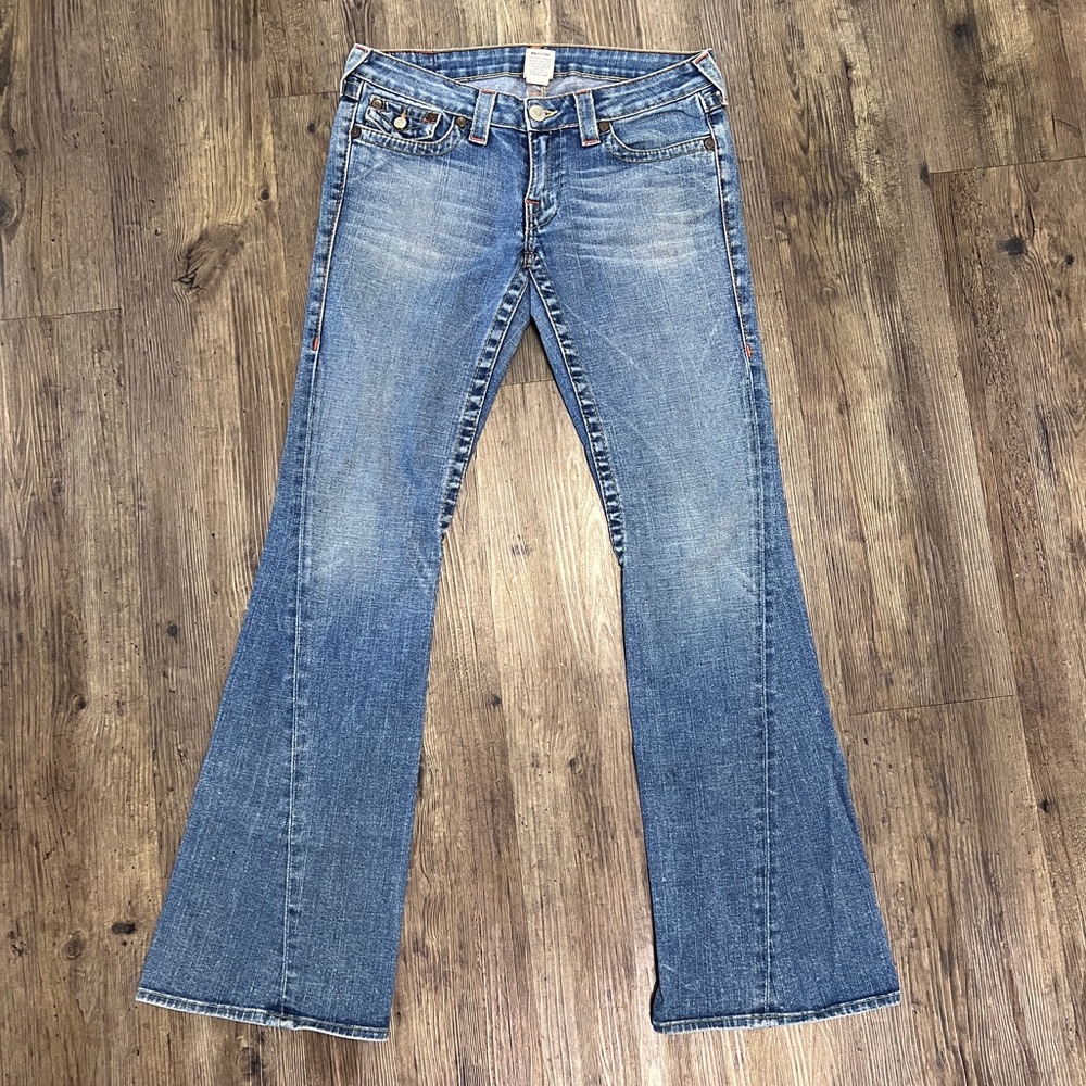 True Religion World Tour Flared Blue Jeans - Size 29 EUC